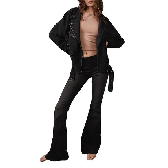 Free People Women's Gummy Flared Leg Mid rise Pull on Stretch Jeans Size 27 - Picture 6 of 11